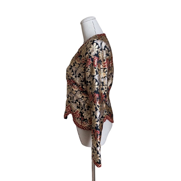 Vintage 80s Victor Costa Metallic Brocade Evening Jacket Top size 6 8 Medium - Picture 6 of 13